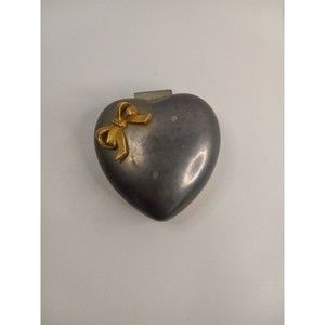 Vintage Heart Shaped Silver Plate Jewelry Trinket Box